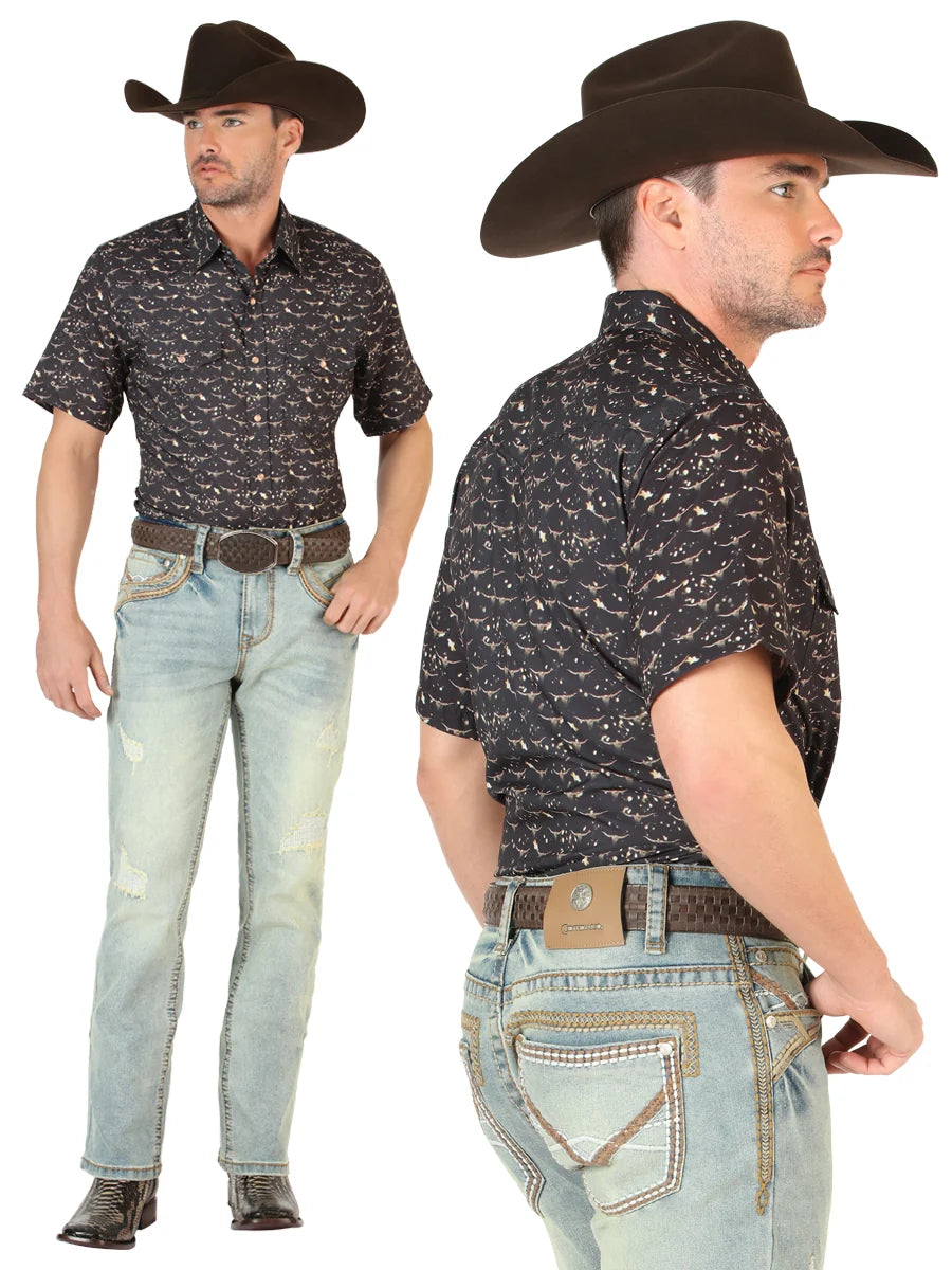 Men's Boot Cut Western Jeans – Stretch Denim Cowboy Pants - Light Blue 45535