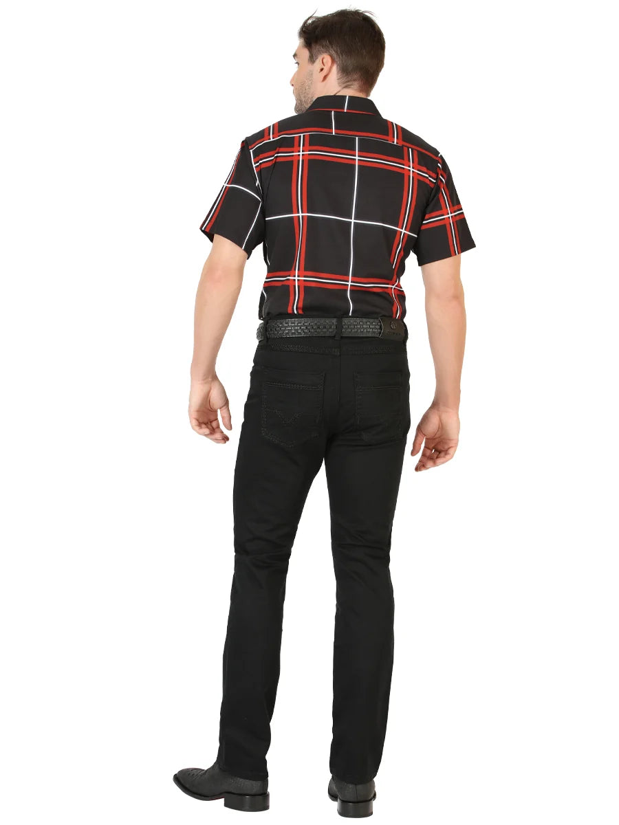 Men's Boot Cut Western Jeans – Stretch Denim Cowboy Pants -  Black 45540