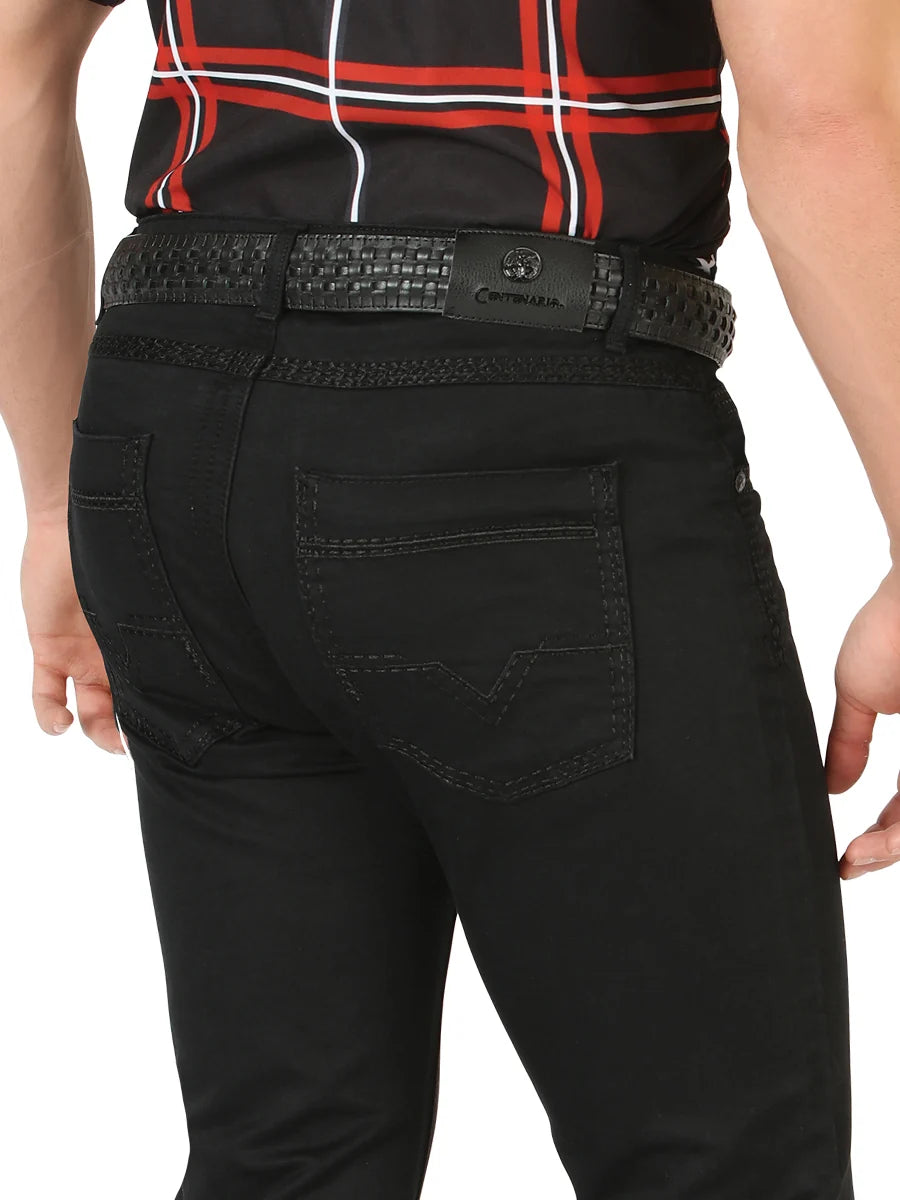 Men's Boot Cut Western Jeans – Stretch Denim Cowboy Pants -  Black 45540