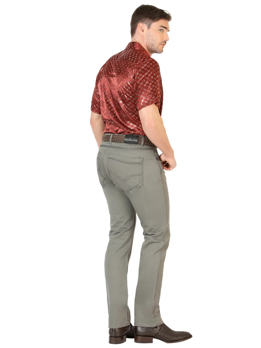 Men's Boot Cut Western Jeans – Stretch Denim Cowboy Pants -  Grey 45541