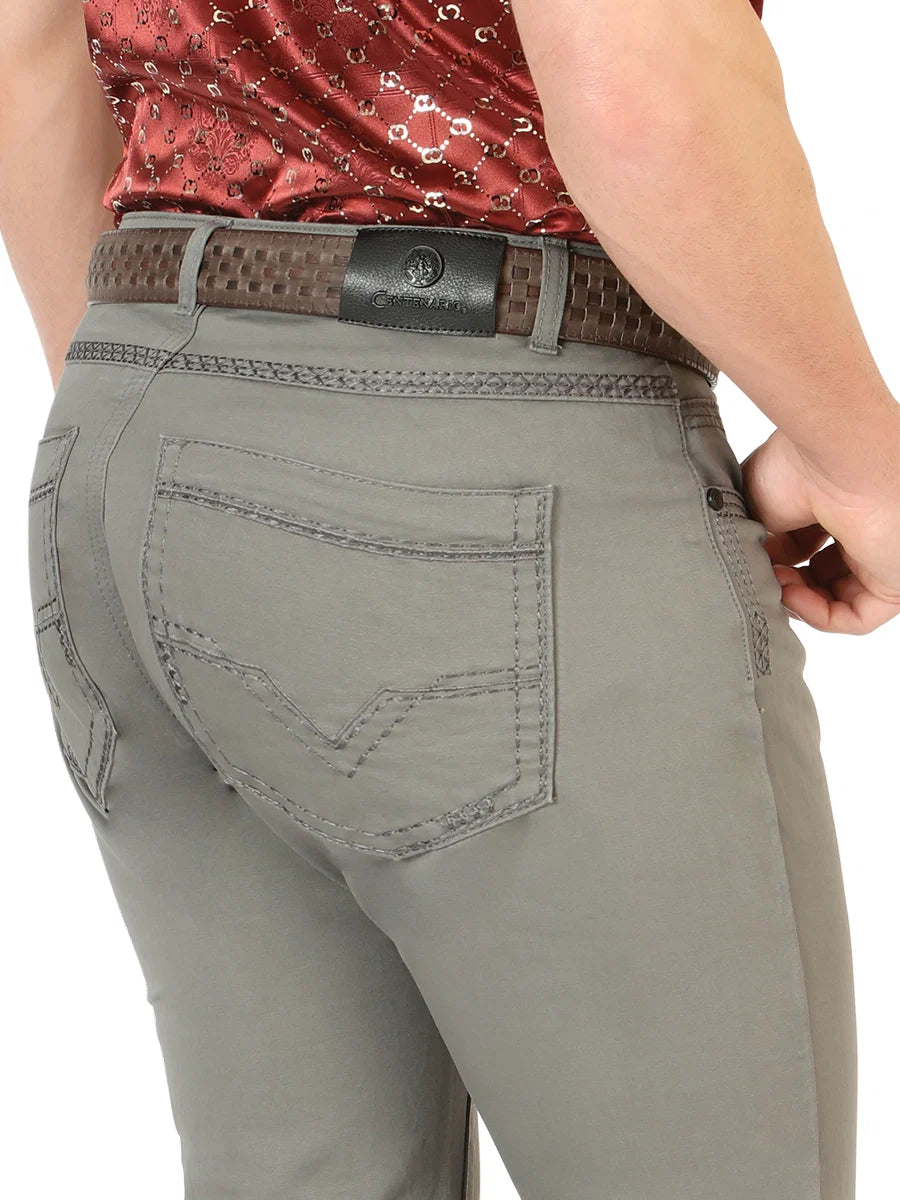 Men's Boot Cut Western Jeans – Stretch Denim Cowboy Pants -  Grey 45541