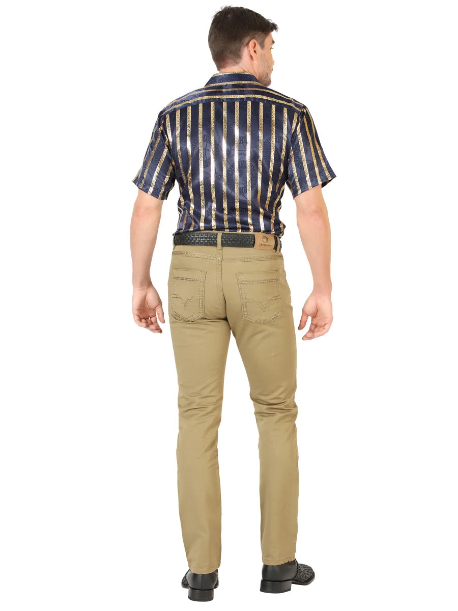 Men's Boot Cut Western Jeans – Stretch Denim Cowboy Pants - Khaki 45542