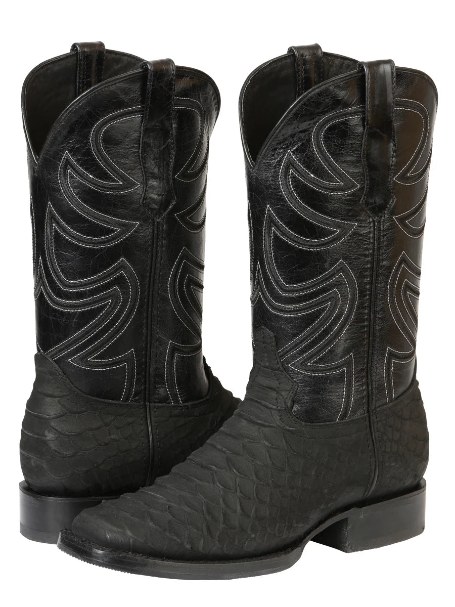 El General Men's Rodeo Boot Imitation Phyton–Black 45561
