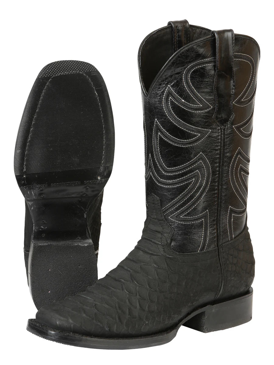 El General Men's Rodeo Boot Imitation Phyton–Black 45561