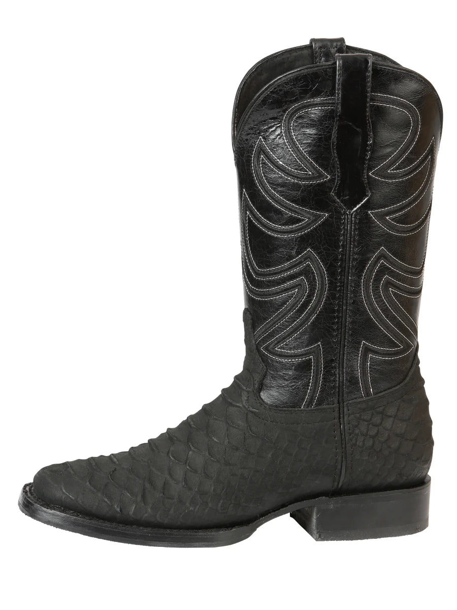 El General Men's Rodeo Boot Imitation Phyton–Black 45561