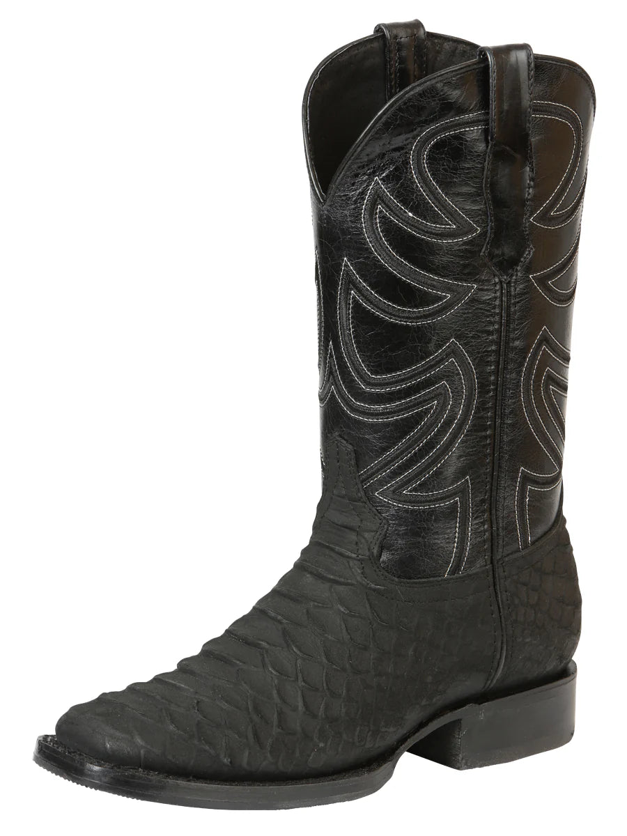 El General Men's Rodeo Boot Imitation Phyton–Black 45561