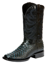 El General Men's Cowboy Boot Imitation PhytonBlack/Blue 45564