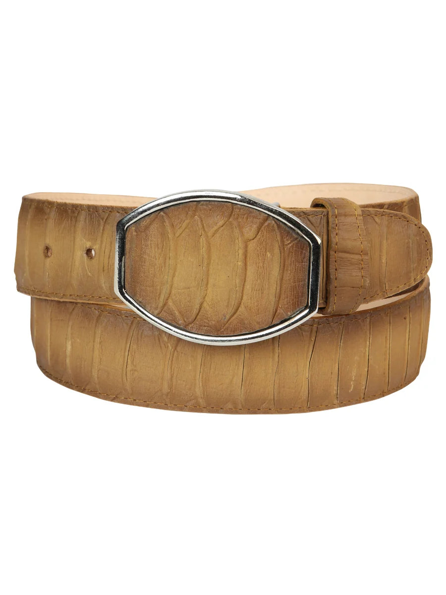 Exotic Python Snakeskin Print Western Belt with Removable Buckle - Honey