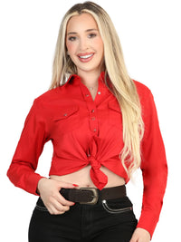 El General Women  Long Sleeve Western Shirt - Red Stretch 45620