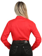 El General Women  Long Sleeve Western Shirt - Red Stretch 45620