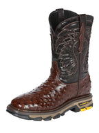 El General Men's Ostrich Print Square Toe Soft Toe Work Boots – Brown