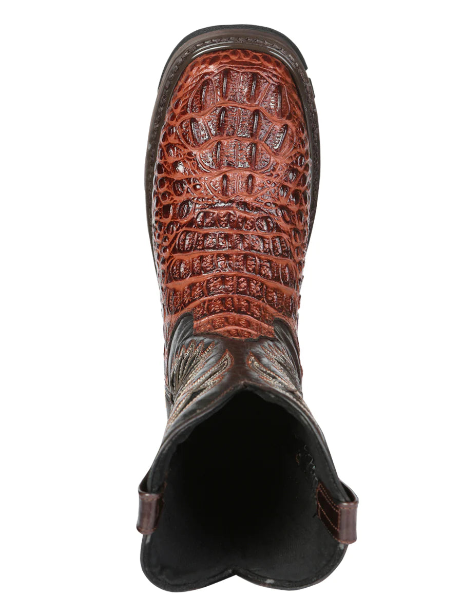 El General Men's Caiman Print Square Toe Soft Toe Work Boots – Cognac