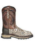 El General Men's Caiman Print Square Toe Soft Toe Work Boots – Oryx Sand