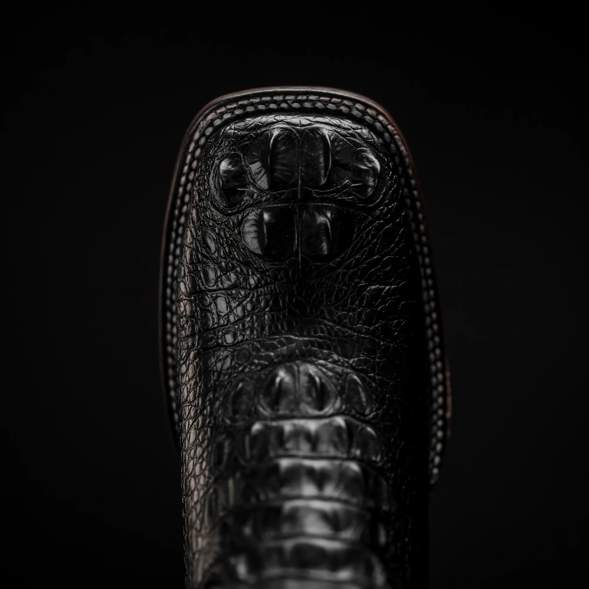 Rodeo Cartie Hornback Caiman Print Square Toe Cowboy Boots - Black