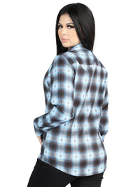El General Womens  -  Casual Long-Sleeve Shirt - Black/Blue 44719