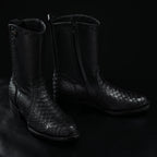 Rodeo Cartie Men's Gala Python Oval Toe Roper Boots with Zipper – Black