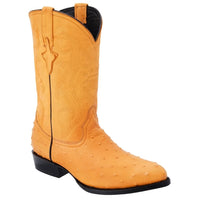 White Diamonds Men's Ostrich Print Round Toe Cowboy Boots – Butter