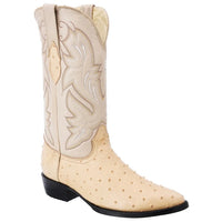 White Diamonds Men's Ostrich Print Round Toe Cowboy Boots – Orix