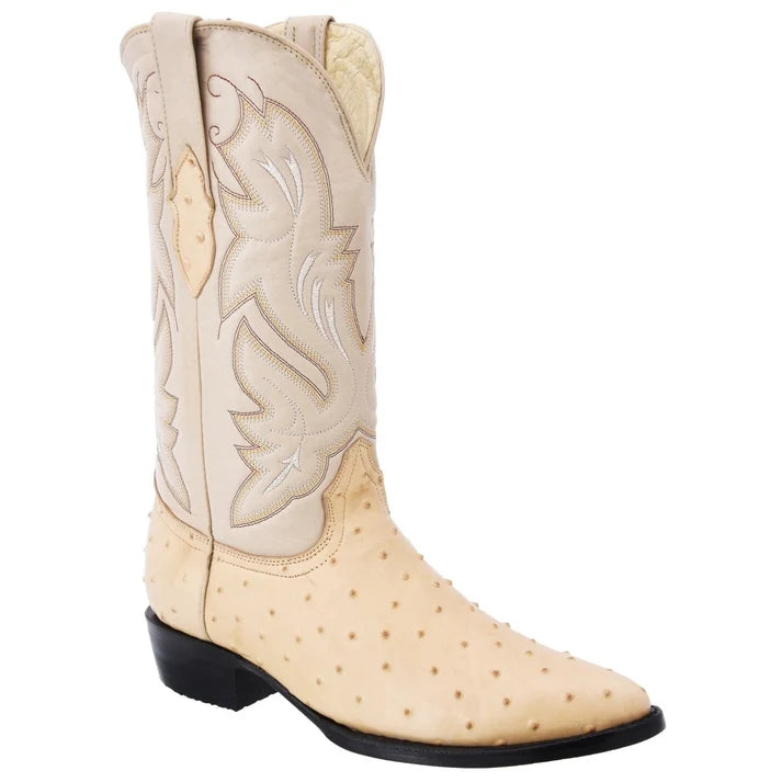 White Diamonds Men's Ostrich Print Round Toe Cowboy Boots – Orix