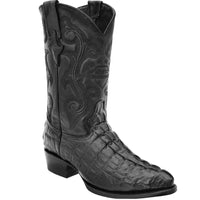 White Diamonds Men's Crocodile Print Round Toe Cowboy Boots – Black
