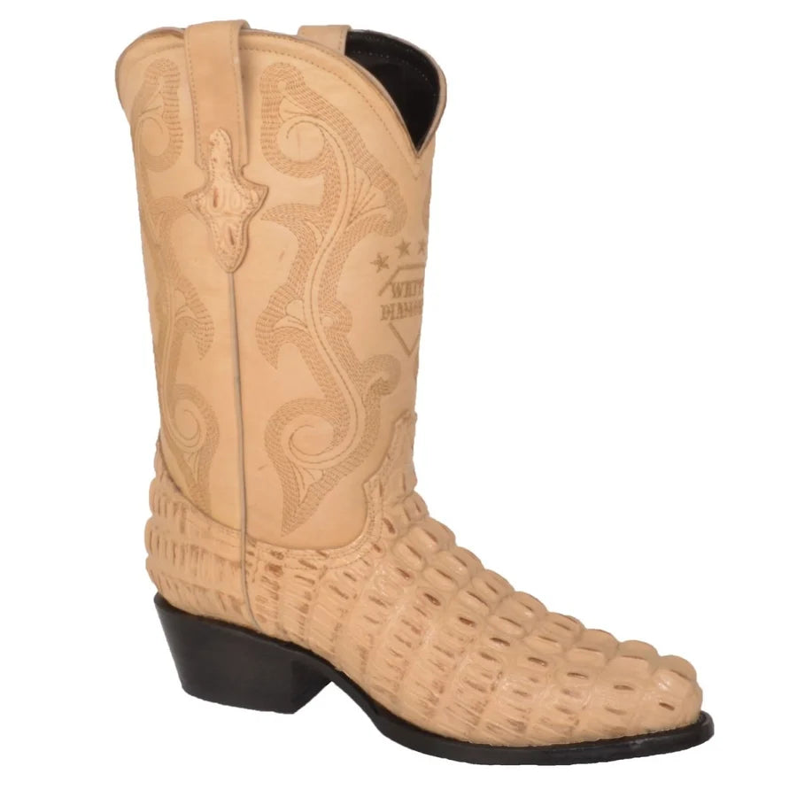 White Diamonds Men's Crocodile Print Round Toe Cowboy Boots – Orix