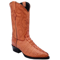 White Diamonds Men's Crocodile Print Round Toe Cowboy Boots – Cognac