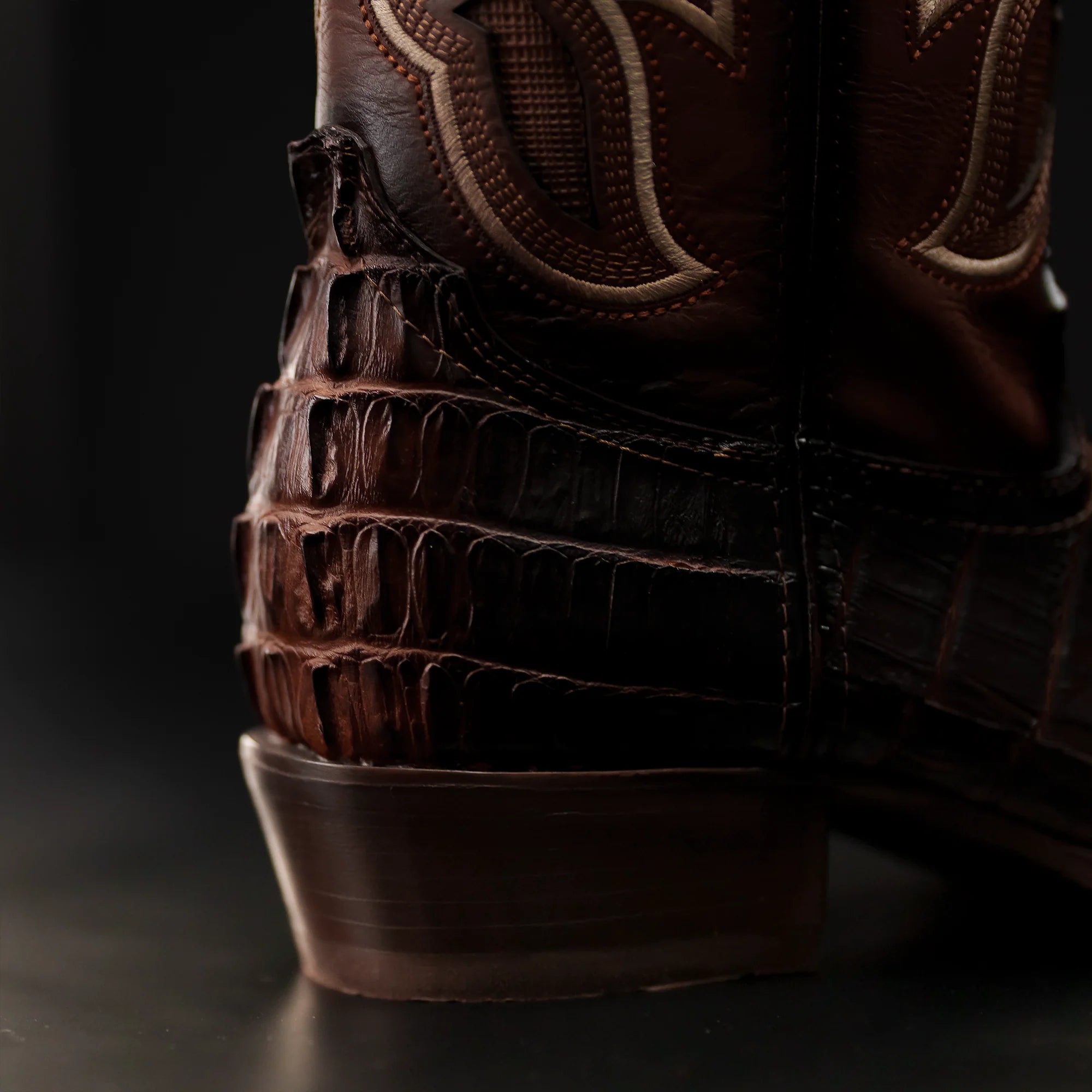 Rodeo Cartie Caiman Tail Print J-Toe Cowboy Boots - Shedron