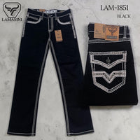 Men's Boot Cut Western Jeans – Stretch Denim Cowboy Pants – Black 1851