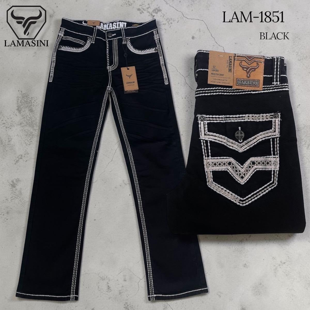 Men's Boot Cut Western Jeans – Stretch Denim Cowboy Pants – Black 1851