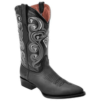 White Diamonds Men's Crazy Leather Round Toe Cowboy Boots – Black