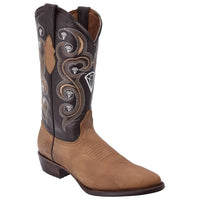 White Diamonds Men's Crazy Leather Round Toe Cowboy Boots – Brown