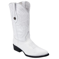 White Diamonds Men's Deerskin-Grain Leather Round Toe Cowboy Boots – White