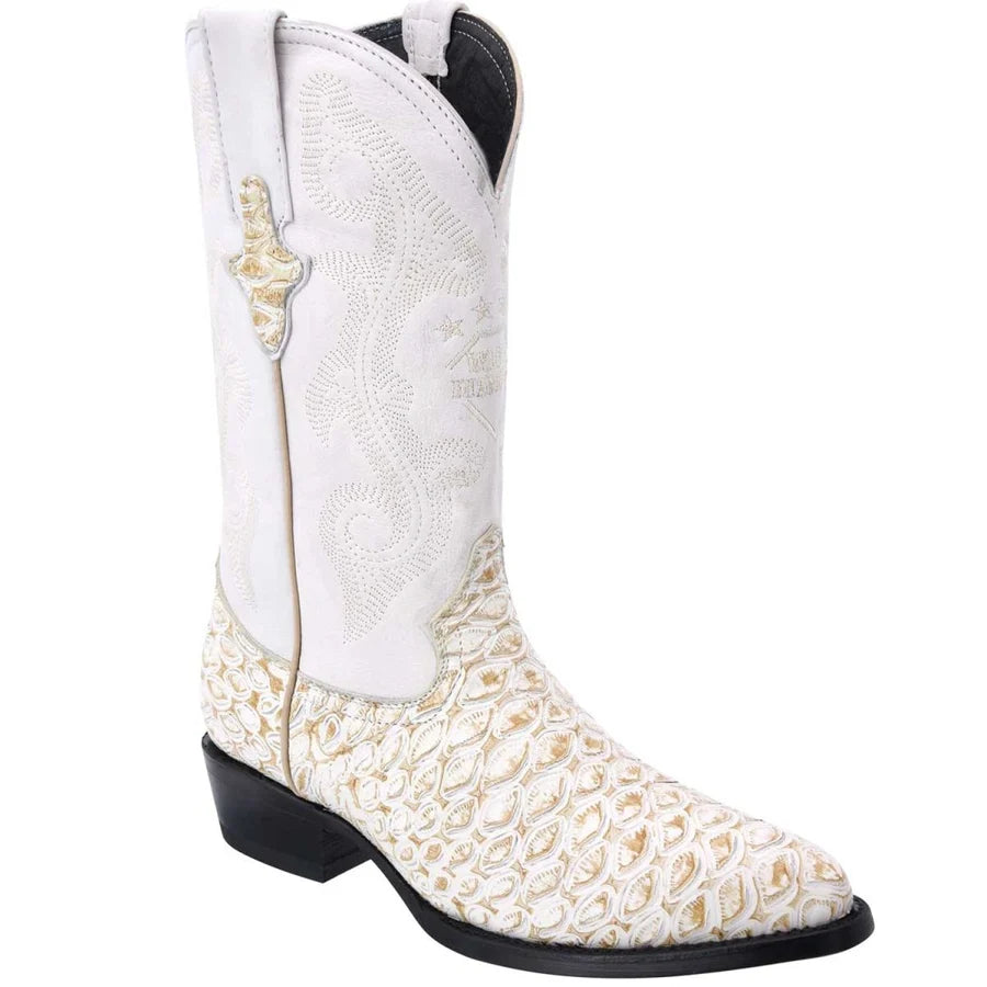 White Diamonds Men's Anteater Print Round Toe Cowboy Boots – White