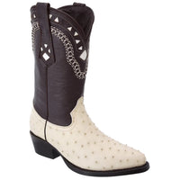 White Diamonds Men's Genuine Ostrich Original 900 Cowboy Boots – Bone