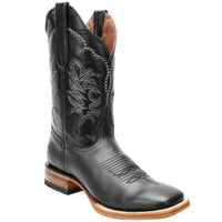 White Diamonds Men's Napa Leather Square Toe Rodeo Cowboy Boots – Black