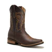 White Diamonds Men's Napa Leather Square Toe Rodeo Cowboy Boots – Brown (Café)