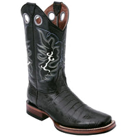 White Diamonds Men's Crocodile Belly Print Square Toe Rodeo Cowboy Boots – Black