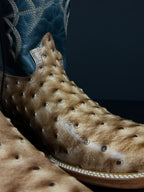 Reywelt Men's Ostrich Print Square Toe Cowboy Boots – Tan