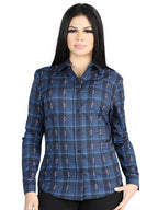 El General Womens  -  Casual Long-Sleeve Shirt - Black/Blue 44721