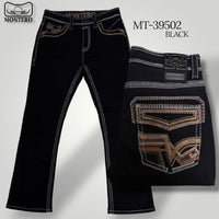 Men's Boot Cut Western Jeans – Stretch Denim Cowboy Pants - Black MON 39502