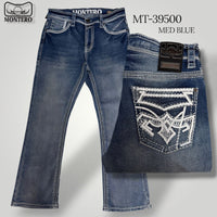 Men's Boot Cut Western Jeans – Stretch Denim Cowboy Pants - Blue MON 39500
