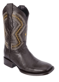 White Diamonds Men's Genuine Lizard Square Toe Rodeo Cowboy Boots – Brown