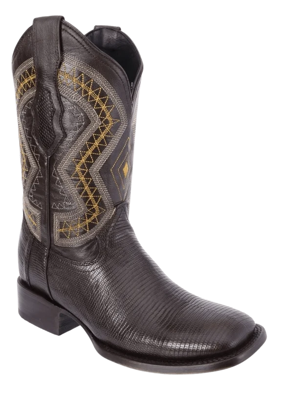 White Diamonds Men's Genuine Lizard Square Toe Rodeo Cowboy Boots – Brown