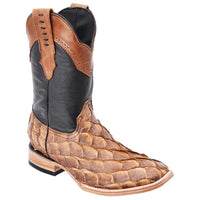 White Diamonds Men's Genuine Pirarucu Square Toe Rodeo Cowboy Boots – Antizarro