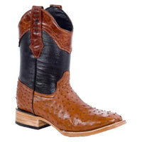 White Diamonds Men's Genuine Ostrich Square Toe Rodeo Cowboy Boots – Cognac