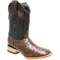 White Diamonds Men's Genuine Ostrich Square Toe Rodeo Cowboy Boots – Brown