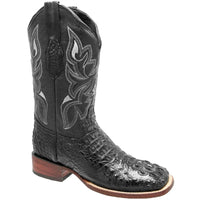 White Diamonds Men's Genuine Crocodile Square Toe Rodeo Cowboy Boots – Black