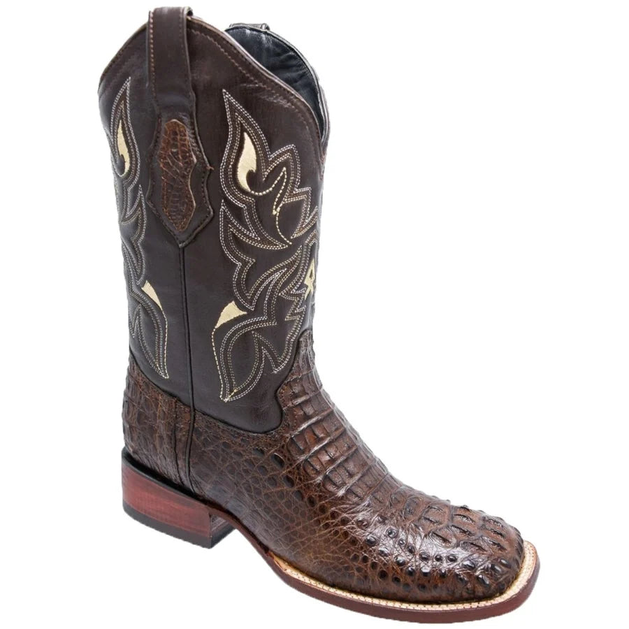 White Diamonds Men's Genuine Crocodile Square Toe Rodeo Cowboy Boots – Brown