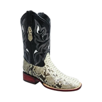 White Diamonds Men's Genuine Python Square Toe Rodeo Cowboy Boots – Natural