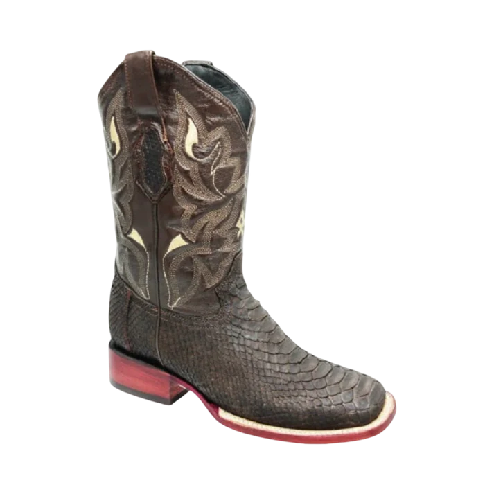 White Diamonds Men's Genuine Python Square Toe Rodeo Cowboy Boots – Brown